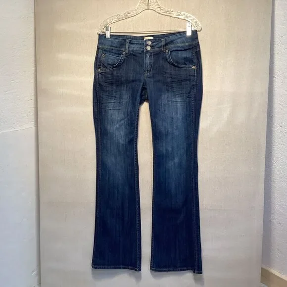 Arden b jean’s women 10 blue flare Y2K low rise back button pockets - Picture 1 of 11